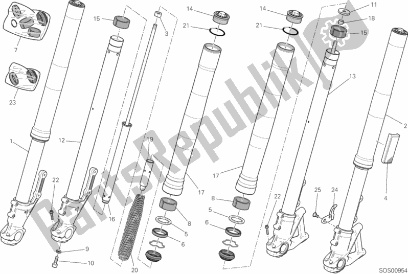 All parts for the Front Fork of the Ducati Scrambler Flat Track Thailand 803 2019